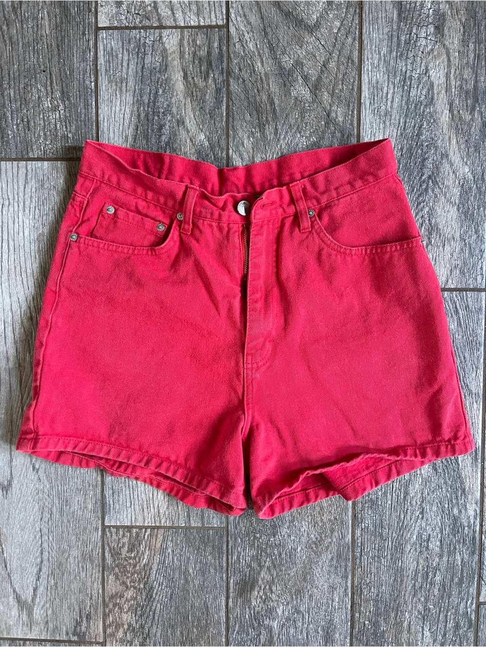 Jordache Bright Red High-Waist Denim Shorts